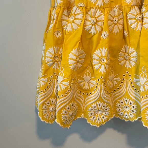 Tory Burch Embroidered Eyelet Yellow Dress Size 2 - Picture 11 of 11